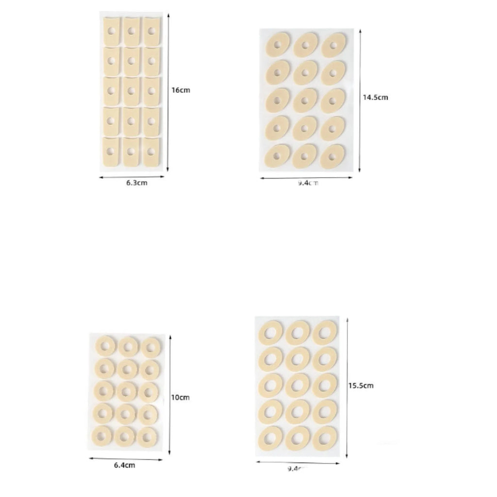 Assortment of oval, U-shaped, and circular PU gel heel and toe protector cushions