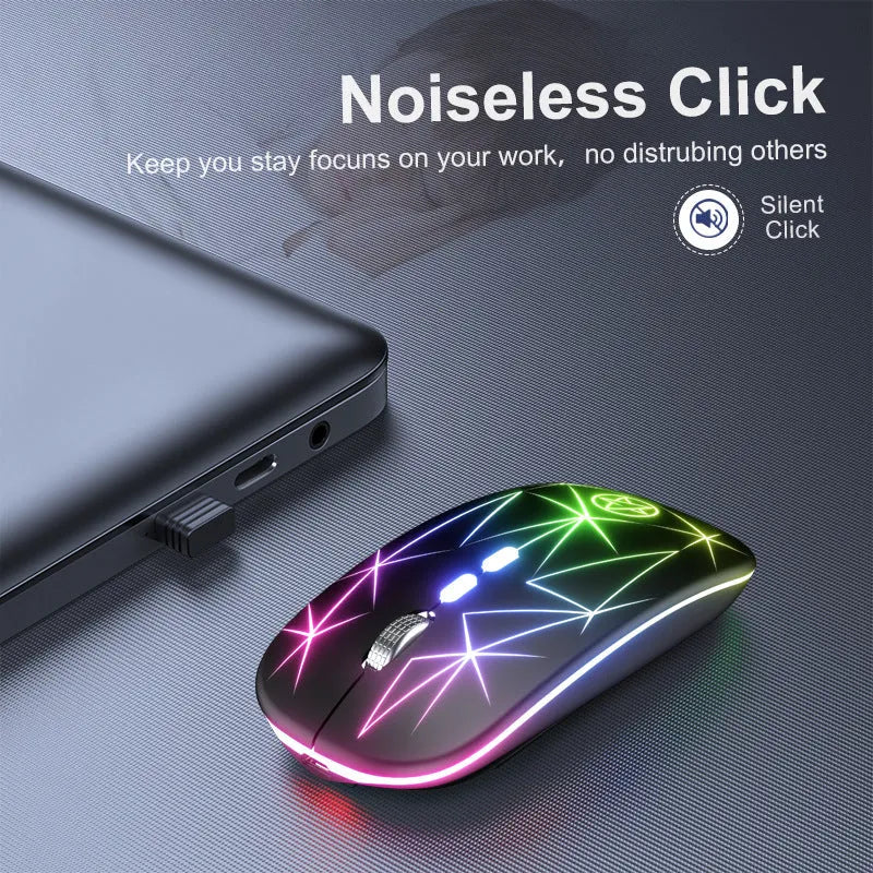 Wireless Bluetooth gaming mouse with luminous charging indicator and metal roller