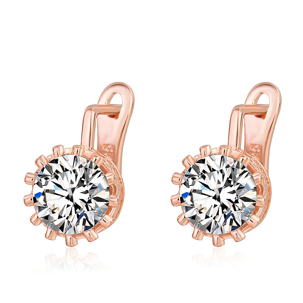 Korean retro crown ear clip earrings in copper with rose gold and white gold colour options