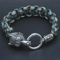 Stainless steel wolf head bracelet with Luen character design in camouflage colour