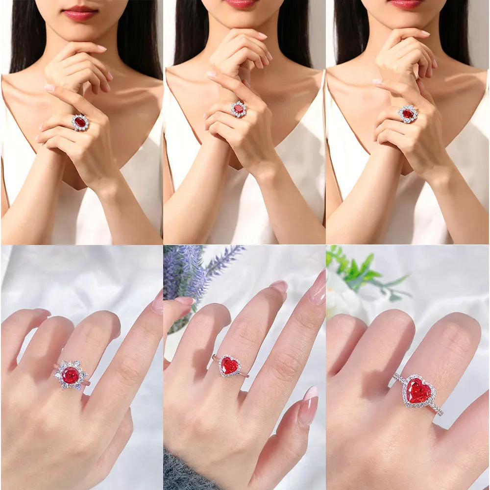 925 Sterling Silver heart ring with Ice Flower cut Tan Sang colour zircon stone.