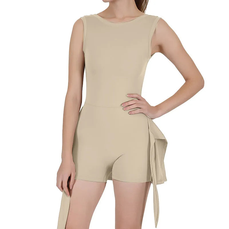 Women's sports skirt tennis suit with back shaping panels in breathable fabric, shown in multiple colours.