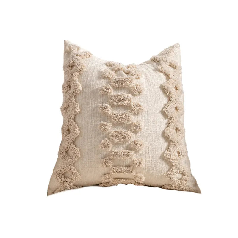 Knitted tassel sofa cushion cover in spiral dots pattern with pp cotton filler