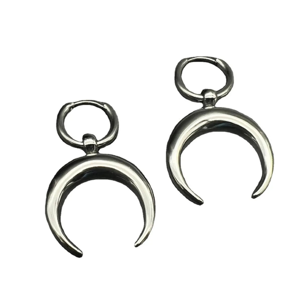 Vintage gothic moon large hoop earrings in silver 18K gold-plated alloy
