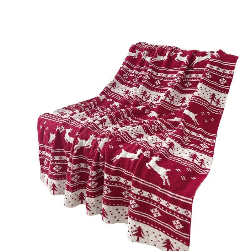 Personalised Christmas blanket with snowflake or reindeer pattern in acrylic material