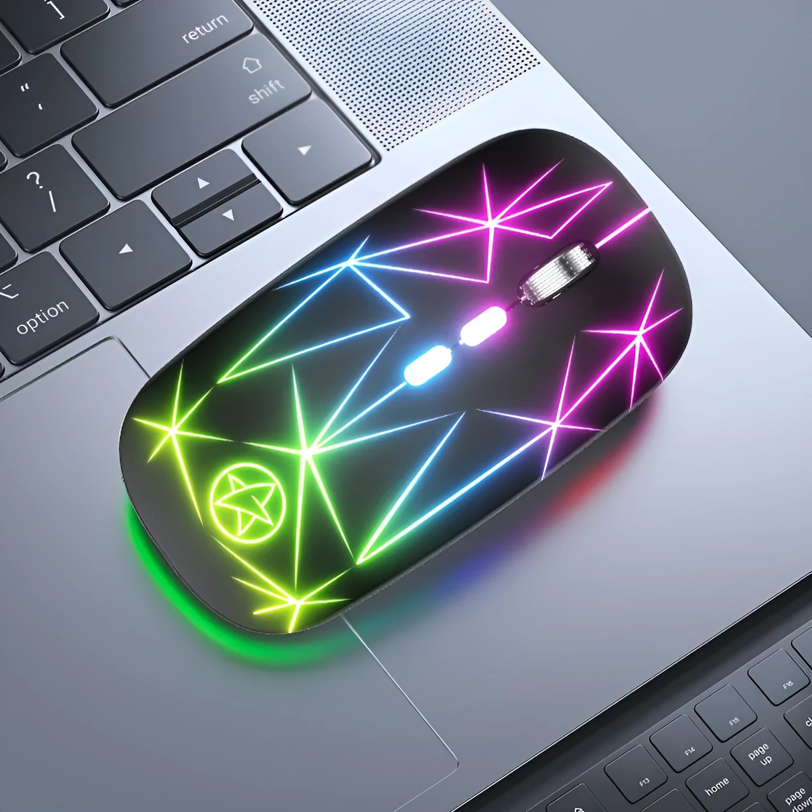 Wireless Bluetooth gaming mouse with luminous charging indicator and metal roller