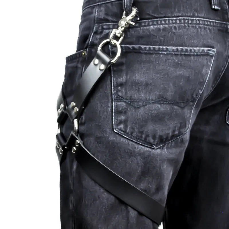 Black PU leather leggings with leather-like texture and elastic waistband
