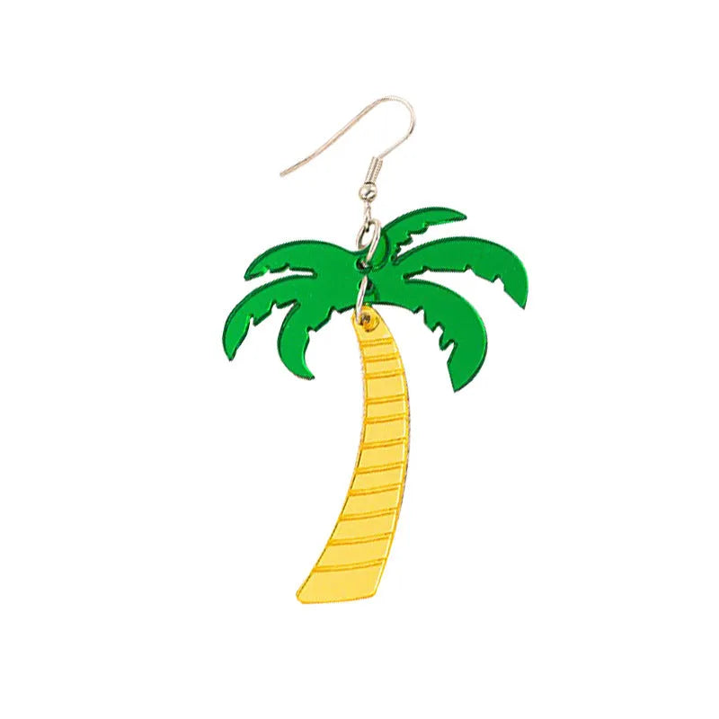 Acrylic drop earrings with coconut artocarpus heterophyllus ear hook design in summer colours