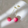 Acrylic peach fruit earrings with copper hooks in small and large size variations