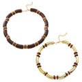 European exaggerated style multi-layer wooden necklace and bracelet set with alloy chain