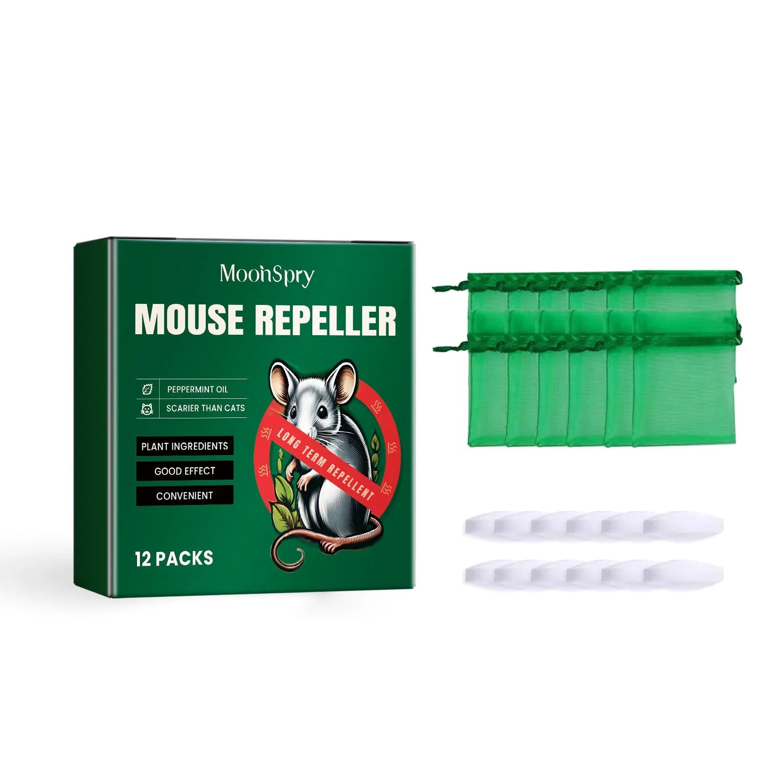 60ml bottle of rat repellent spray with essential oils for home, car and outdoor use.