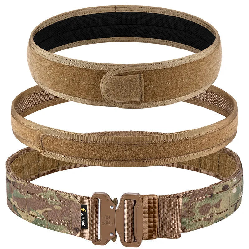 VOTAGOO 2-inch wide laser cut tactical belt with quick-release alloy buckle in CP camouflage colour