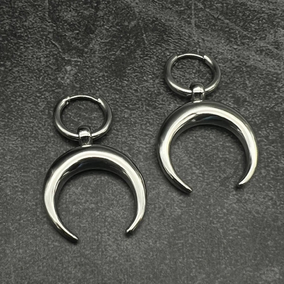 Vintage gothic moon large hoop earrings in silver 18K gold-plated alloy