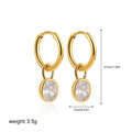 Women's retro simple oval zircon earrings in copper, showing the elliptical design on a model.