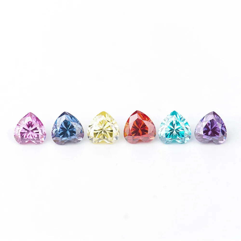 A loose lemon yellow heart-shaped moissanite stone shown at 5x5mm size for jewellery making.