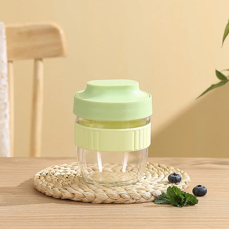 Green PP plastic salad cup with oat lid and spoon showing sealed leak-proof design