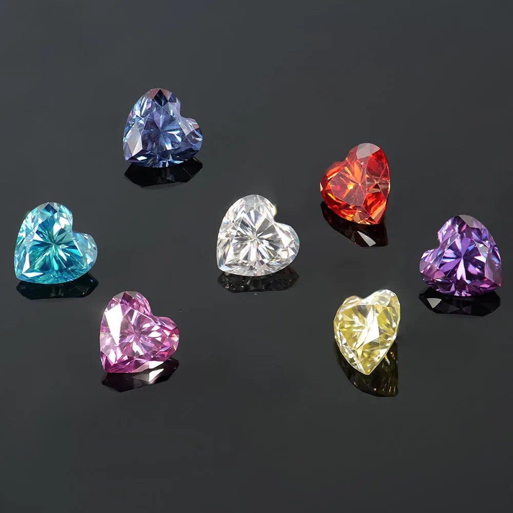 A loose lemon yellow heart-shaped moissanite stone shown at 5x5mm size for jewellery making.