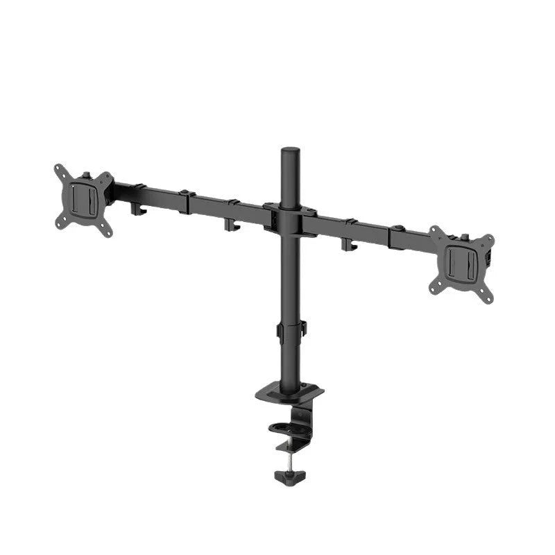 Silver computer monitor lifting rotating bracket on a desk for 13 to 32 inch screens