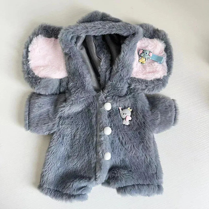 Grey elephant jumpsuit suit for 30cm Lina bear doll plush costume