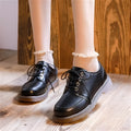 Women's preppy retro Mary Jane shoes in black with low square heel and round toe design