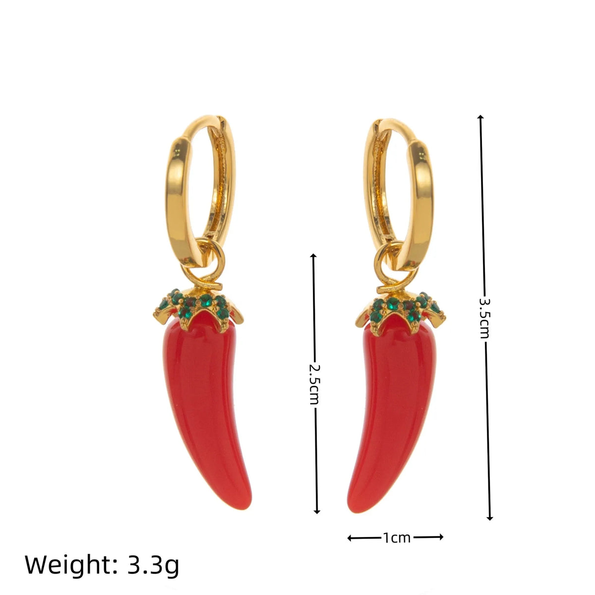 Gold plated fruit and vegetable design earrings in carrot, orange, blueberry, chilli, lemon, olive and peach options