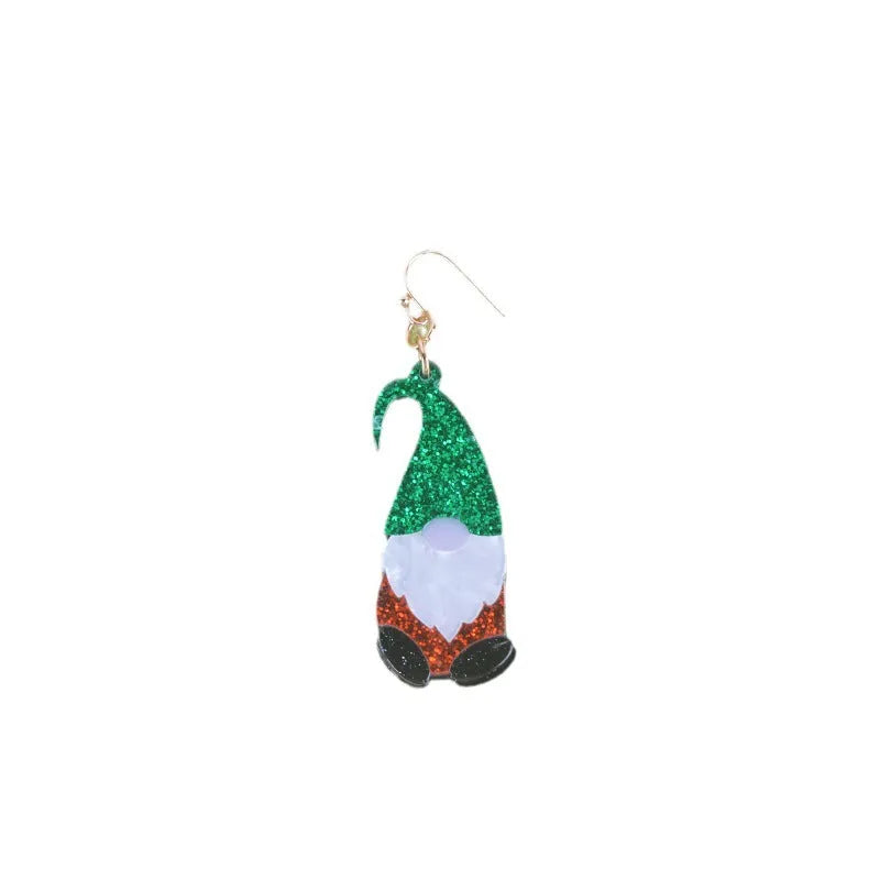 Cartoon Santa Claus acrylic fashion earrings with red and green hat design options