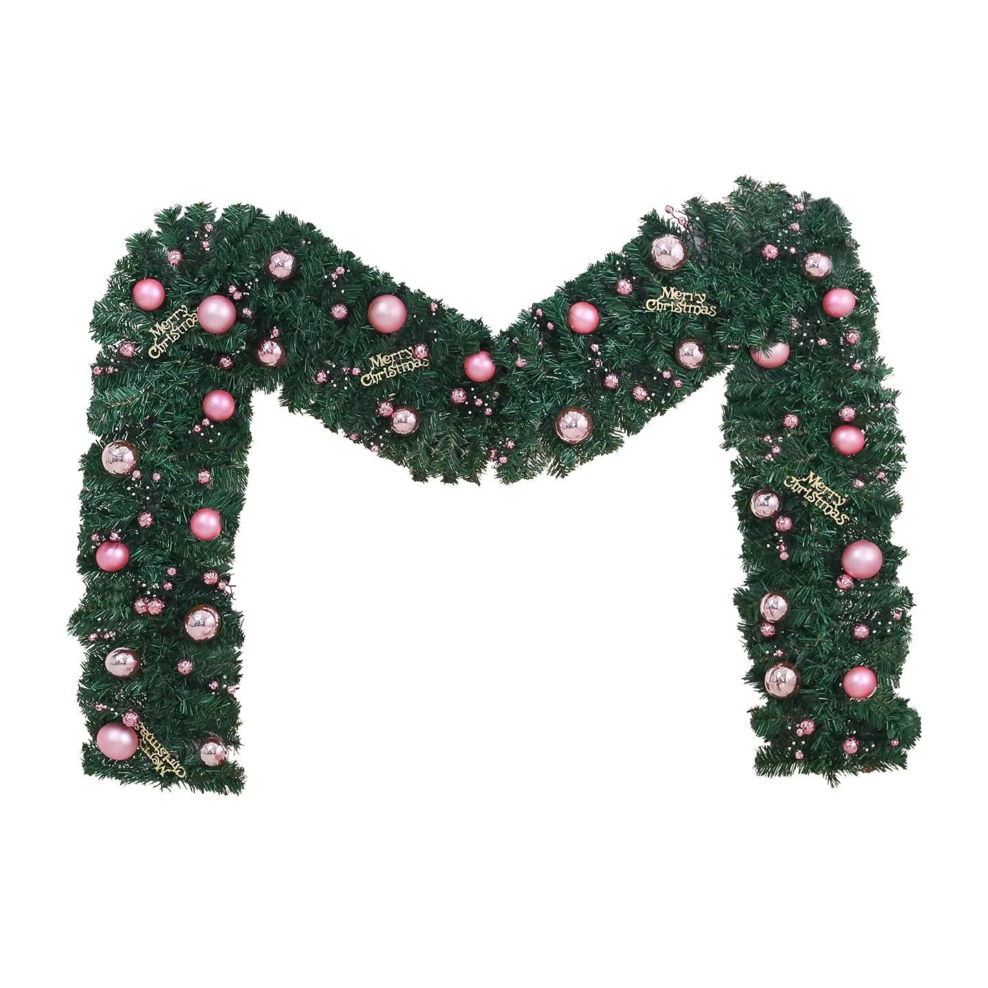 2.7-metre pink Christmas rattan vine decoration with 240 PVC fruit head ornaments in Korea style