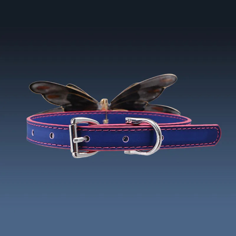 Purple butterfly collar with temperature change feature and rhinestone decoration on alloy chain
