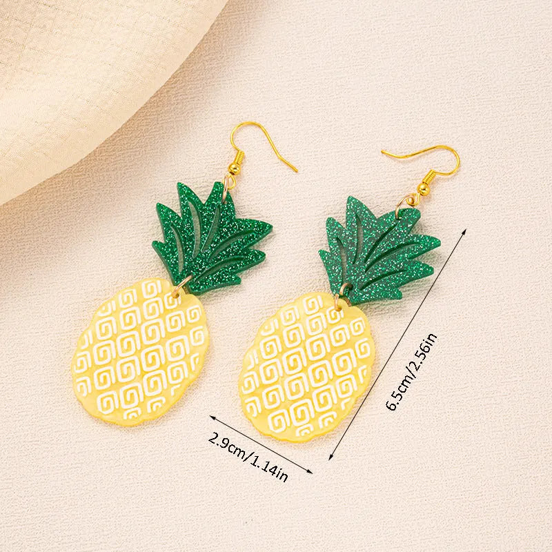 Acrylic drop earrings with coconut artocarpus heterophyllus ear hook design in summer colours