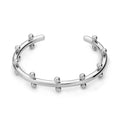 Stainless steel C-shaped beads with rivet texture in gold, steel, and steel gold colours for jewellery making.