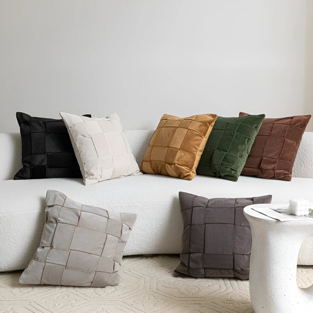 50x50cm chenille woven sofa cushion in choice of seven colours with feather velvet filler