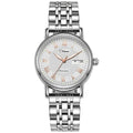 Women's automatic mechanical watch with stainless steel bracelet and white dial face