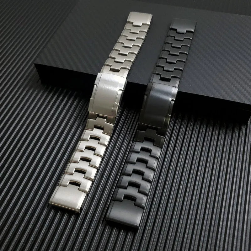 Garmin Fenix Jiaming watch replacement strap in black, silver, or titanium colour with 22mm or 26mm connector