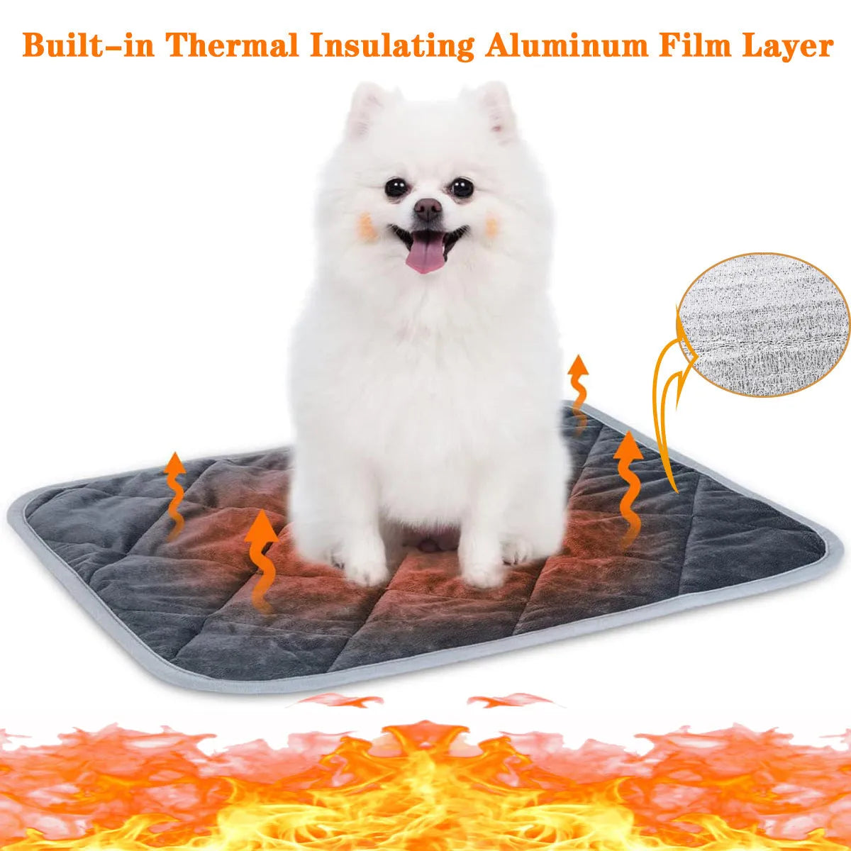 Grey cloth pet cushion with multi-layer construction in four size options for dogs and cats