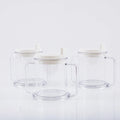 Transparent plastic drinking cup with spill-proof lid, 301-400ml capacity