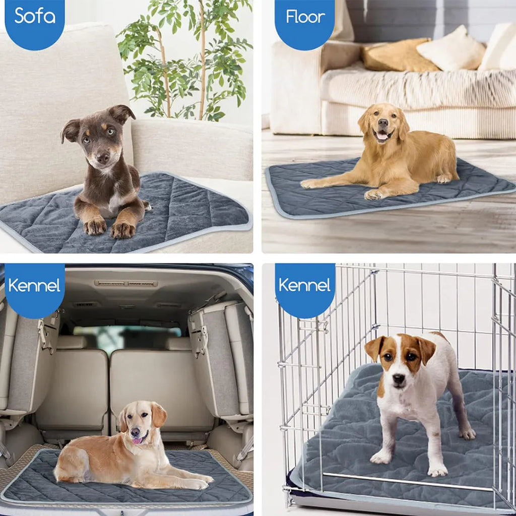 Grey cloth pet cushion with multi-layer construction in four size options for dogs and cats