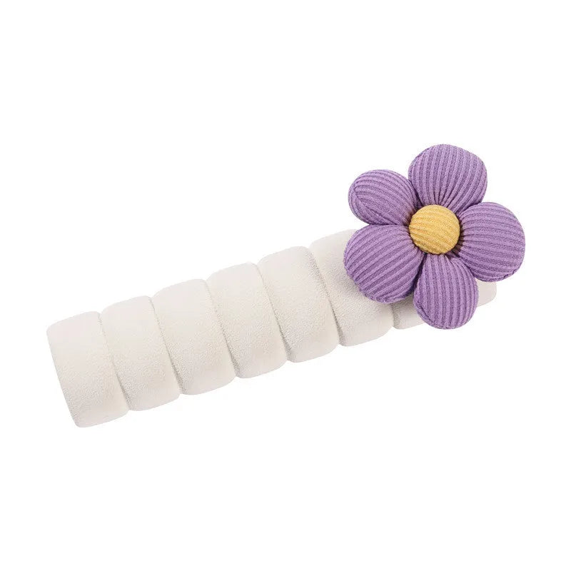 Round floral patterned PEVA door handle protective cover in beige colour.
