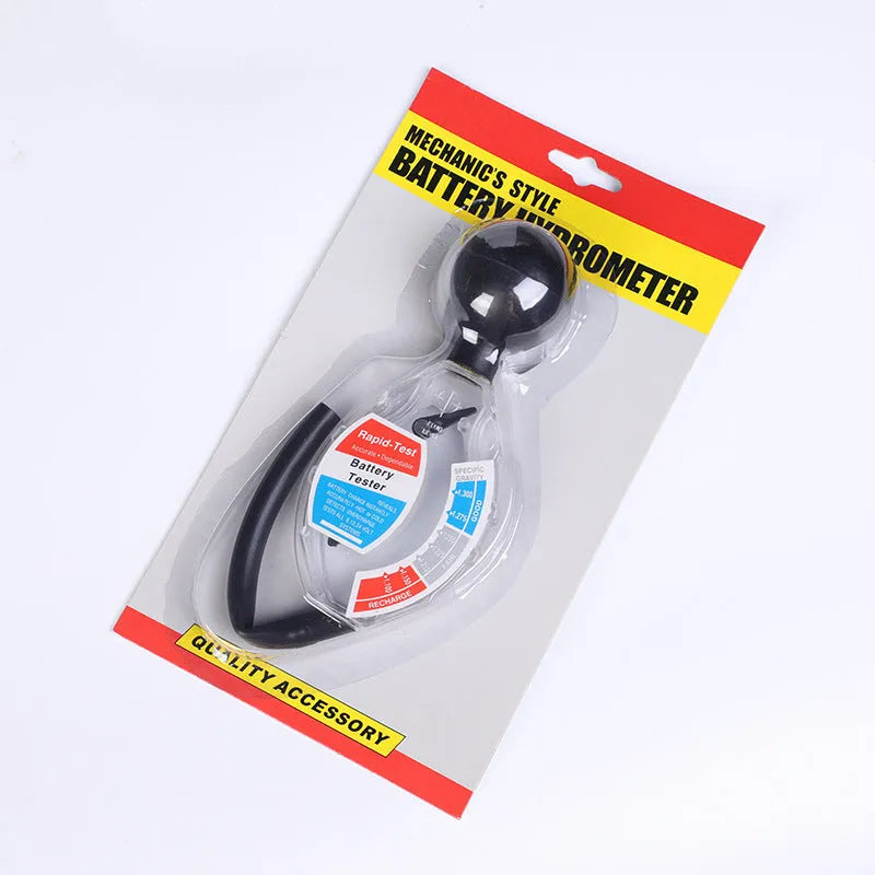ABS plastic electrolyte hydrometer for testing lead-acid battery fluid specific gravity.