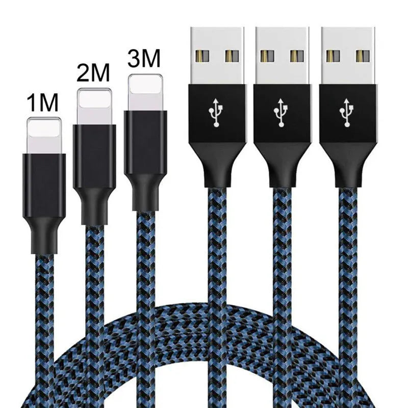 Braided fast charge Micro USB cable for Android phones in black and white, black blue, or black red colours