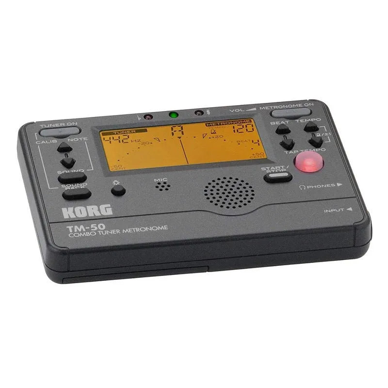 TM-60 digital electronic metronome with plastic shell and display showing tempo settings