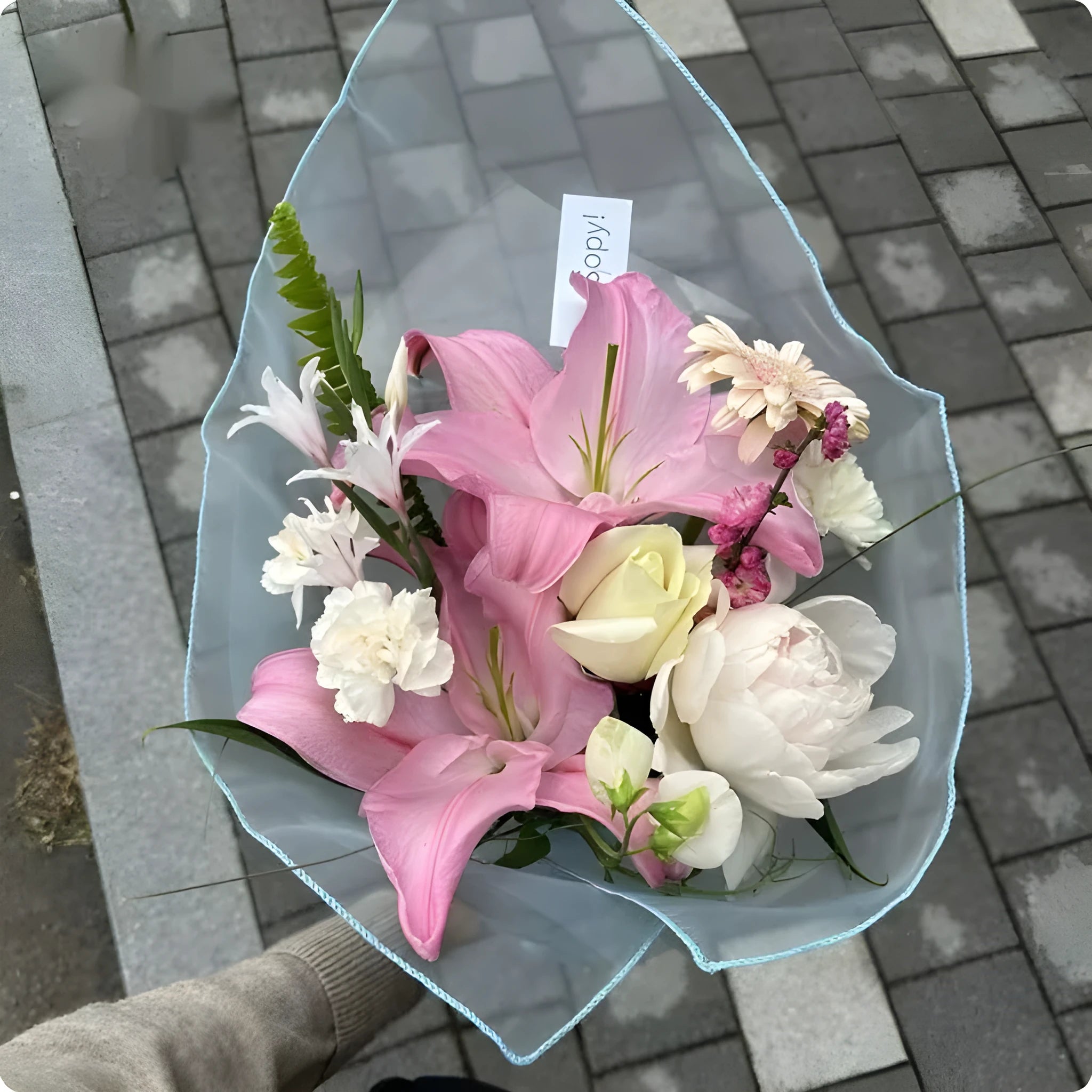 Silk flower bouquet bag with arabesquitic pattern, 60×60cm square fabric for floral packaging