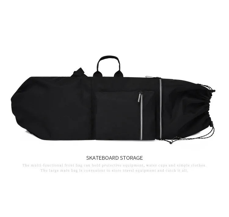 Waterproof nylon skateboard bag with 20-35L capacity in camouflage colour option