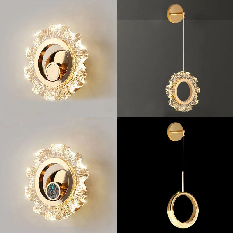 Minimalist modern bedroom wall lamp with an acrylic shade, shown as wall lamp type B
