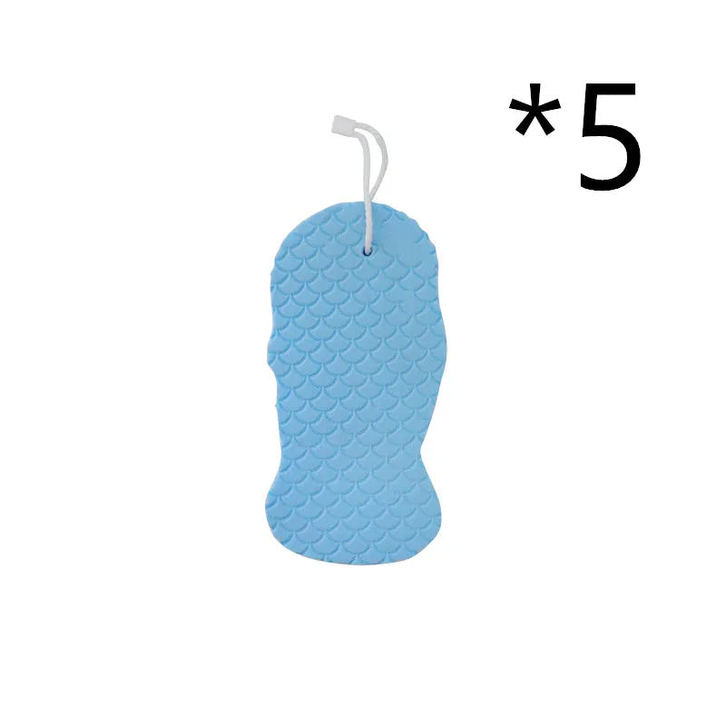 3D fish scale pattern bath sponge in white, grey, pink or light blue colours for body exfoliation