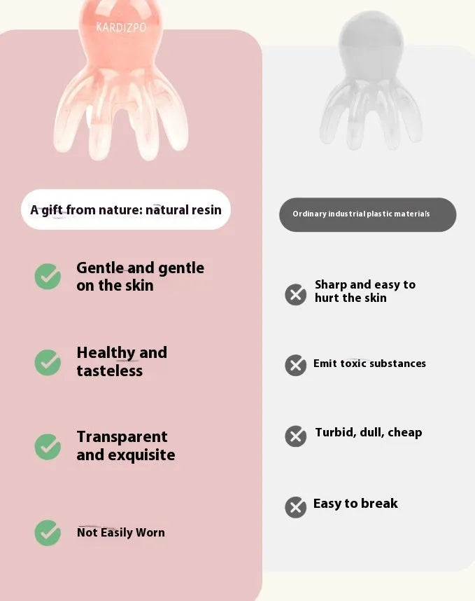Small pink octopus-shaped massage comb for facial meridian and periocular massage