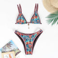 Women's retro print bikini swimwear in polyester fabric available in multiple colours