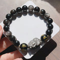 Handmade Silver Stone bracelet for men with zodiac and proverbs design in 956 colour.