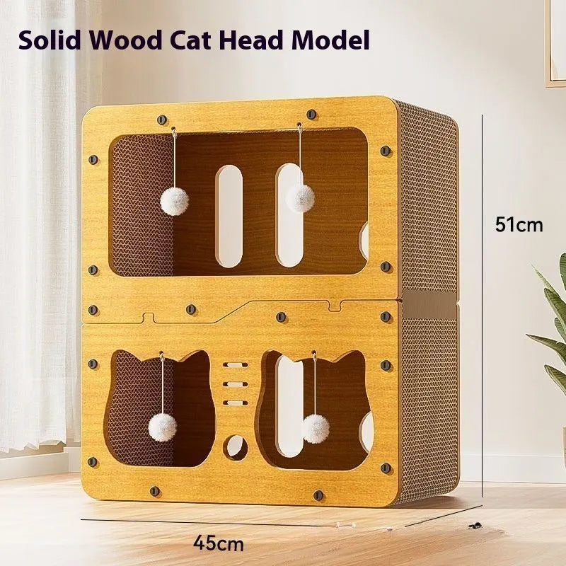 Double-layer cat scratching board nest with wear-resistant surface in cute design options
