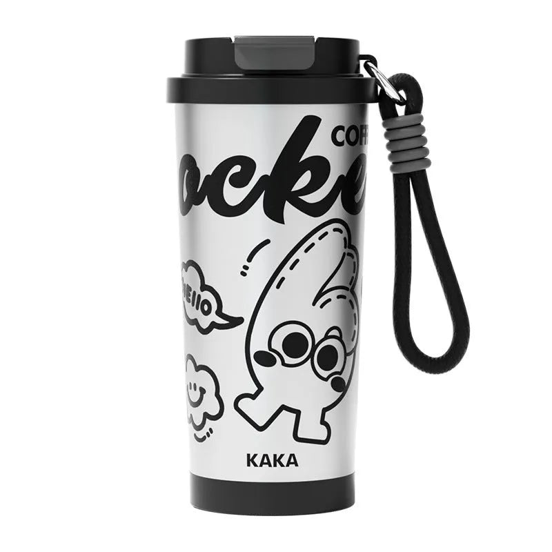 A high-looking creative design vacuum cup with 500ml capacity and a stainless steel shell, shown in green wild colour.