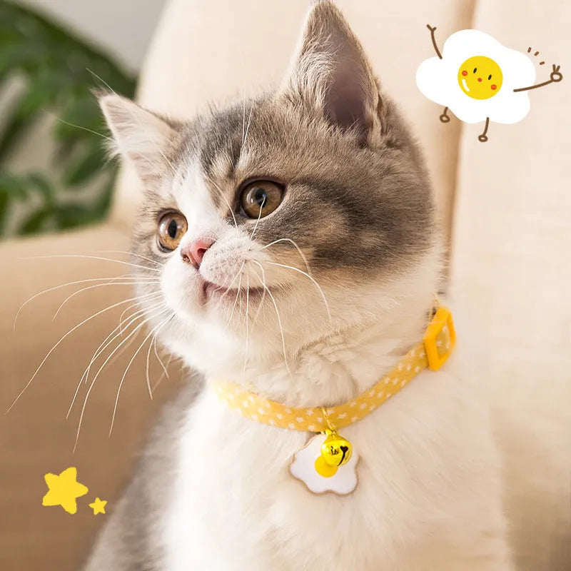 Adjustable cat collar with bell and decorative bow tie pendant in multiple colours